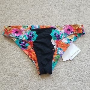 Floral Reversible Bikini Bottom Red Carter Sz Sm